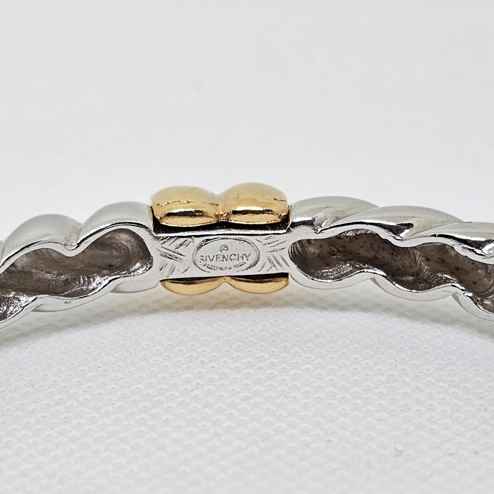 Givenchy Two Tone Gold Plated Bangle Bracelet 6.5" - image 3
